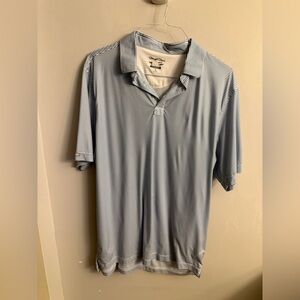 Straight Down Blue & White Striped Golf Polo – Size Large